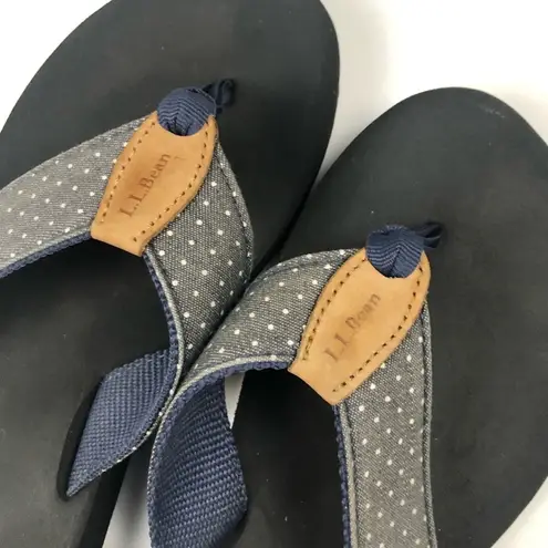 L.L.Bean  Womens  Sandals Polka Dot Denim Print Sz 7