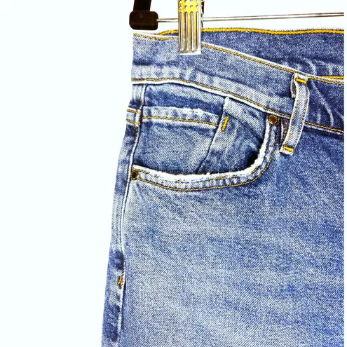 GOLDSIGN The High Rise Slim Medium Wash Button Fly Jeans Size 30 26" Inseam EUC Blue