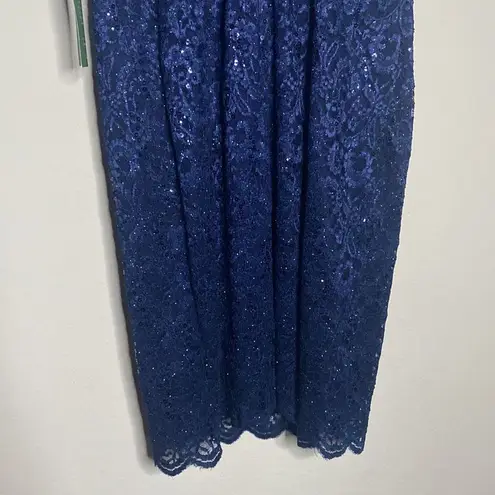 NWT Jackie Jon NY special occasion Navy Lace Glitter Dress Women’s Size 12 Blue
