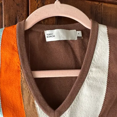 Tory Burch  | Colorblock Sweater Vest Embroidered Logo | S