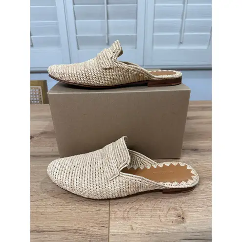 Carrie Forbes Tapa Woven Raffia Loafer Mules Natural Woven Raffia Size 8 US NWOT Tan