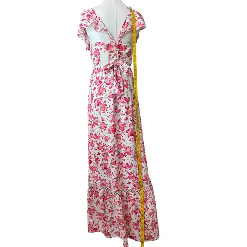 Skies Are Blue Floral Maxi Dress XS | NWT Boho Ruffle Sleeve Open-Back Sundress