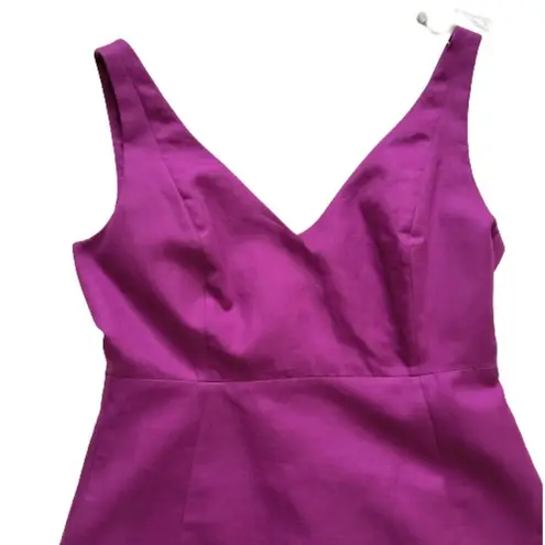 J.Crew  Dress Purple Magenta Sleeveless V-Neck V-Back Cotton Summer Dress Size 6P