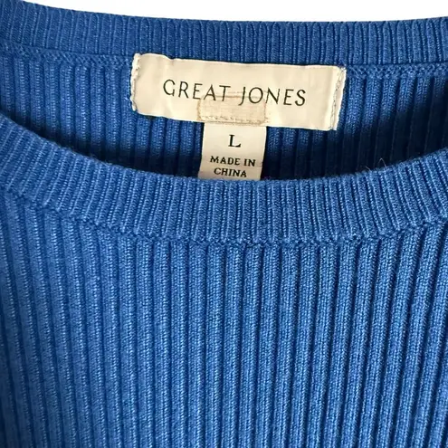 Great Jones Cobalt Blue Ribbed Knit Long Sleeve Sweater Midi Dress Size Large