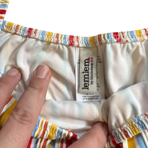 Lemlem Mokati Pouf Bikini Swimsuit High Waisted Bottoms Lemon Zest Stripe Small - Image 5