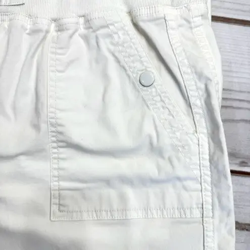 Jones New York  Sport White Drawstring Waist Cargo Pants Tab Up Legs Size 14