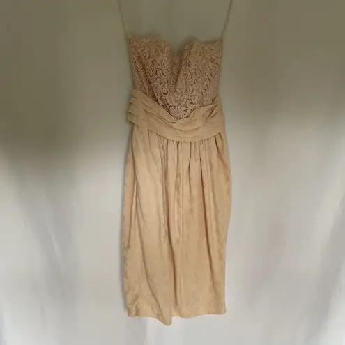 Rina Di Montella silk vtg sz 6 pastel cream prom dress padded shoulder jacket Orange