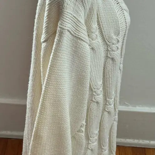 Jenny white cable knit fisherman chunky crewneck sweater, size L preppy cottage Size L