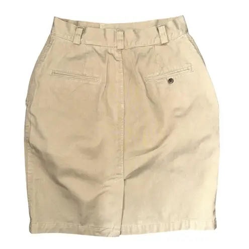 Vintage Women's Ralph Lauren Country Khaki Twill Pencil Skirt Size 8 Tan