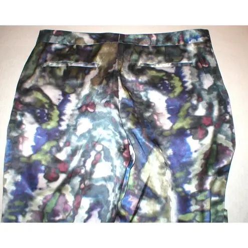 New NWT $395 Theyskens' Theory Silk Print Pants Womens Padgette Multi Red Blue 4