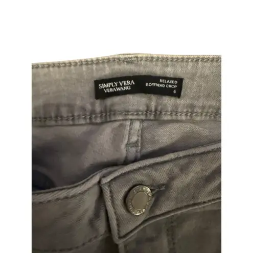 Simply Vera Relaxed Boyfriend Cropped Faded Gray Jeans Size 6