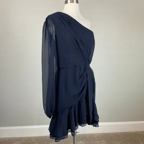 Betsy and Adam Women's Cocktail Dress Size 8 Blue Chiffon Mini Fit and Flare