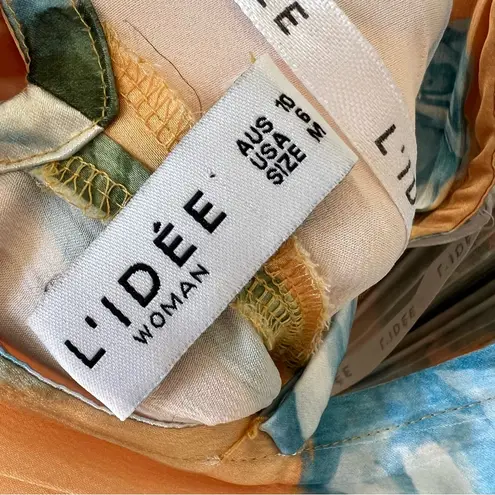 L’IDEE Boheme Gown Pleated Maxi Dress in Yellow Floral Size 6