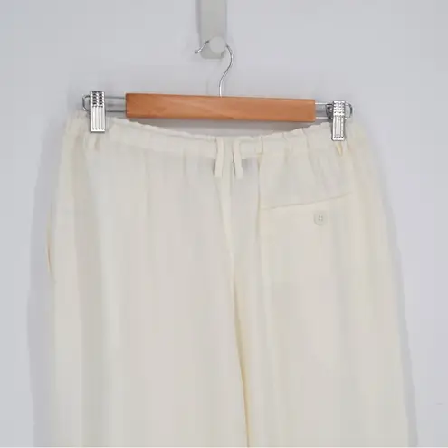 L'Academie NEW Abi Drawstring Pants Relaxed Straight in White Women's S