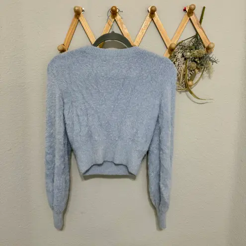 Aritzia Sunday Best Baby Blue Kitten Fuzzy Crop Sweater XXS