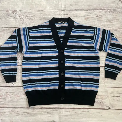 MARNI x UNIQLO Collaboration Striped Oversized Cardigan Blue Women Size Large