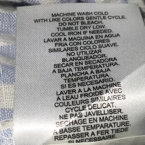 Ellen Tracy Blue~White Striped Linen Pull-On Culottes Wide Leg Pants Pockets L