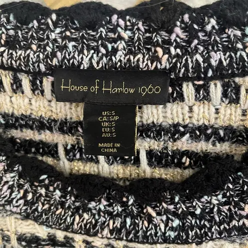 House Of Harlow 1960 Scalloped Hem Knit Sweater Small Black