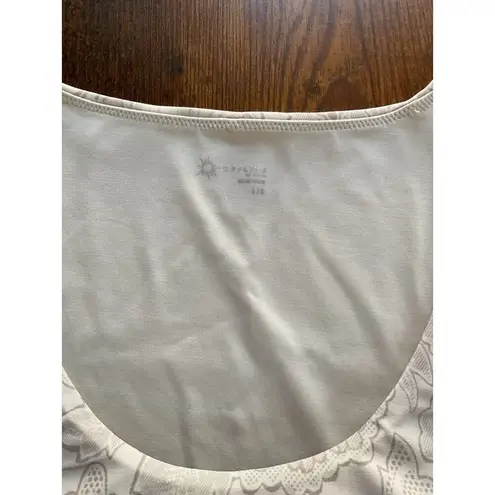 NWT Offline by Aerie Beige Real Cropped Long Sleeve Bra Top Paisley Print, Size Tan Size L