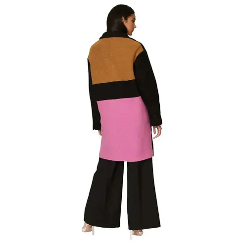 Peter Som Collective Colorblock Wool Coat in Black 0 Womens Trench Jacket