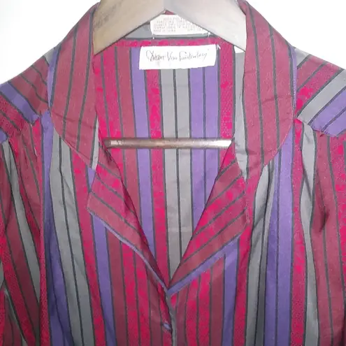 Diane Von Furstenberg Diane Von Firstenberg 14 Purple Red Stripe Top Plus