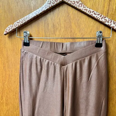 Naked Wardrobe NEW  Drip V-Waist Faux Leather Leggings Pants Brown Small S NWT