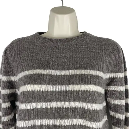 360 Cashmere  Laurel Cashmere Striped Sweater Puff Shoulder Size S