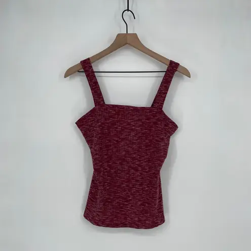 Bobeau Ribbed Square Neck Tank Top Red Marl XS