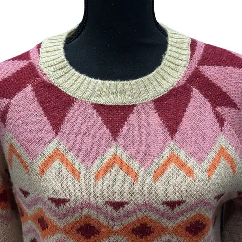 Savanna Jane Nordic Fair Isle Sweater Pastel Colorful Crew Neck Geometric Size S