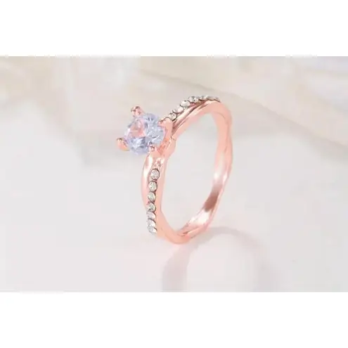 None Women's Rose Gold 6mm rhinestone Engagement Ring Size 6