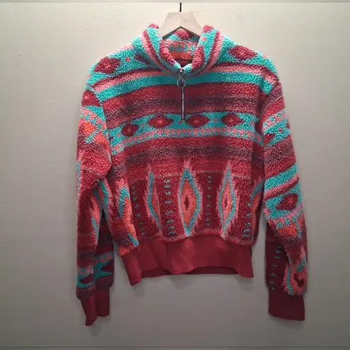 NWOT Rock & Roll® Ladies Printed Sherpa Burnt Orange Pullover Red Size L