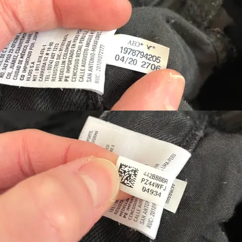 American Eagle  Ripped Mom Jean Black High Waisted High Rise Cropped Crop Ankle