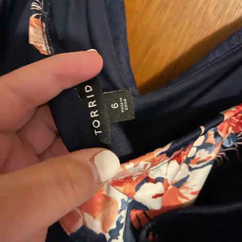 Torrid  Navy Floral Scuba Knit Peplum Cami Plus Size Tank Top Size 6XL