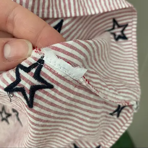 Emma & Olivia Bell Sleeve Star Embroidered Blouse Sz Medium Blue