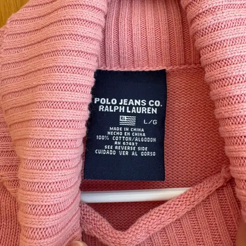 Polo Jeans Co. Ralph Lauren Pink Cotton Knit Turtleneck Sweater L/G Size L