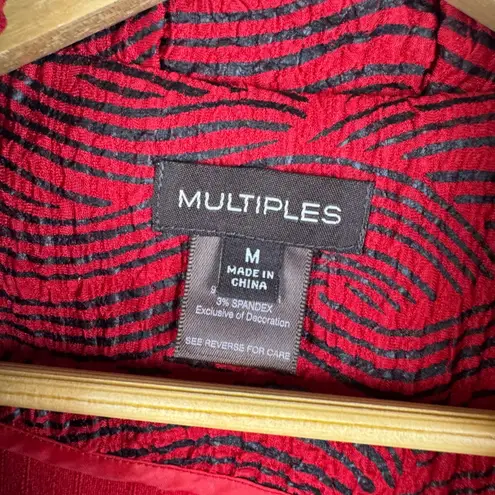 Multiples Textured Button Front Jacket Medium Red Boho Artsy Retro Layering