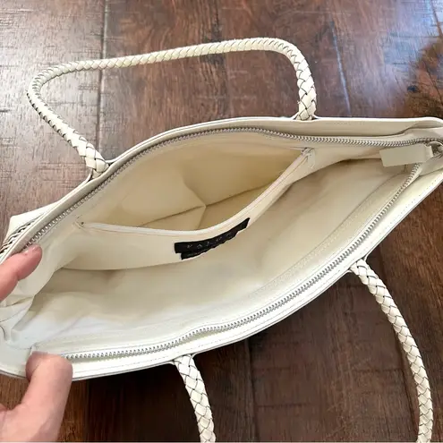 FALOR white/beige basketweave leather bag, made in Italy