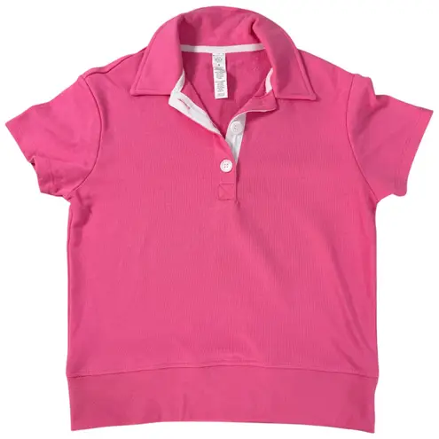 Nanette Lepore  Pink Short Sleeve French Terry Polo Shirt Top Women's Small