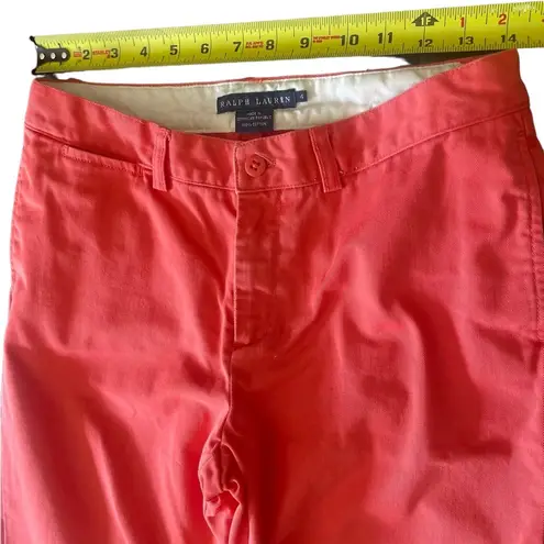 Ralph Lauren  Classic Chino Womens Pants 100% Cotton Straight Leg Coral Size 4