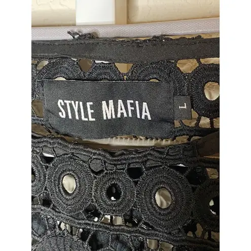 Style Mafia Kiana Top, black crochet blouse Sz L Size L