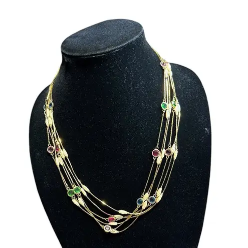 Source Unknown Gold‎ Tone Layered Necklace with Multicolor Accents Women's Fashion Jewelry