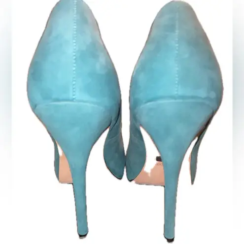 Badgley Mischka Ginnie Pump Feather Suede Teal Peacock Feather Size 9