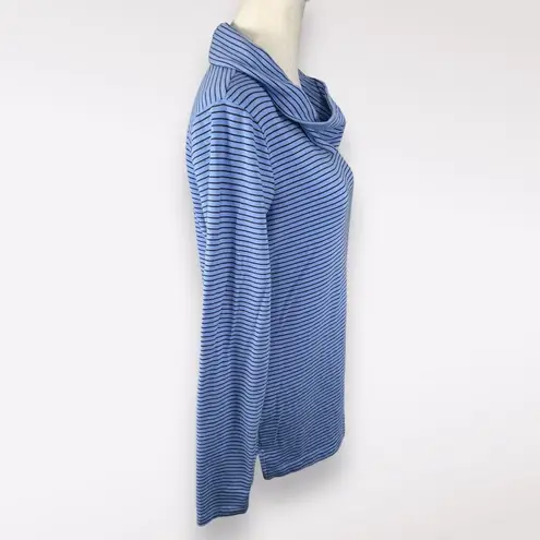 Lands' End Lands’ End Blue Black Striped Cowl Neck Long Sleeve Top XS