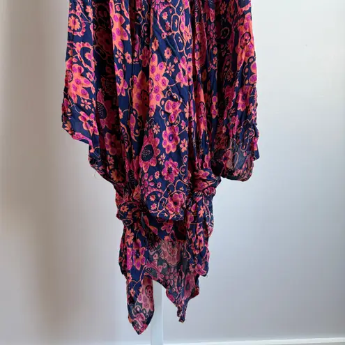 Donna Bella sz XS pink blue halter Y2K burnout floral fairy midi dress