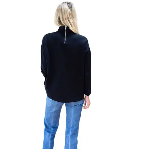 Emerson Fry Edie Ponte Mock neck long sleeve Black Knit Top Sz L Size L