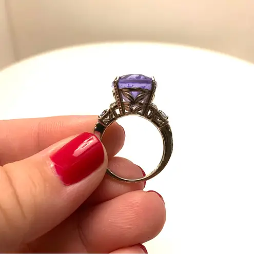 FINE STERLING SILVER 925 TOPAZ & TANZANITE STATEMENT RING (8) Purple