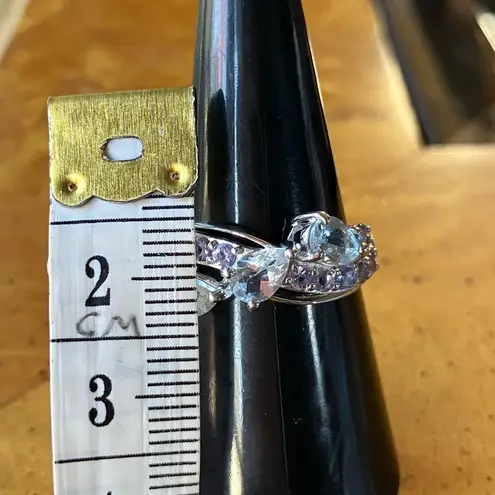 Natural Aquamarine Tanzanite Sterling Silver Ring Size 7