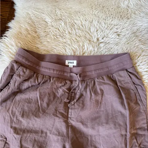 Pact Canopy Linen Blend Pleated Trouser Wide Leg Pants deep taupe XL Tan