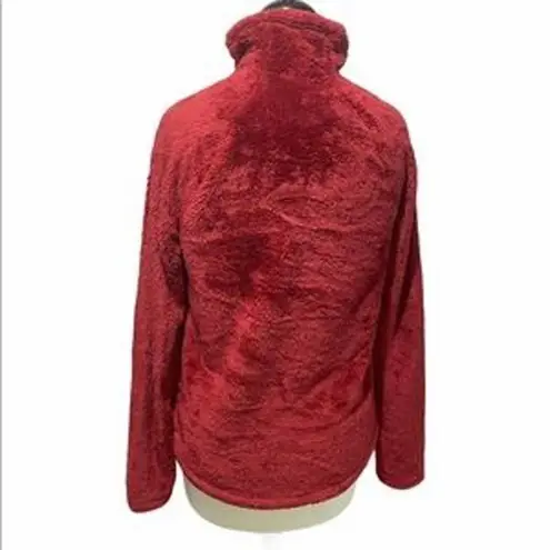 Joy Lab Teddy Fleece Cowl Neck Pullover Sweater Top Thumb Holes Red Medium