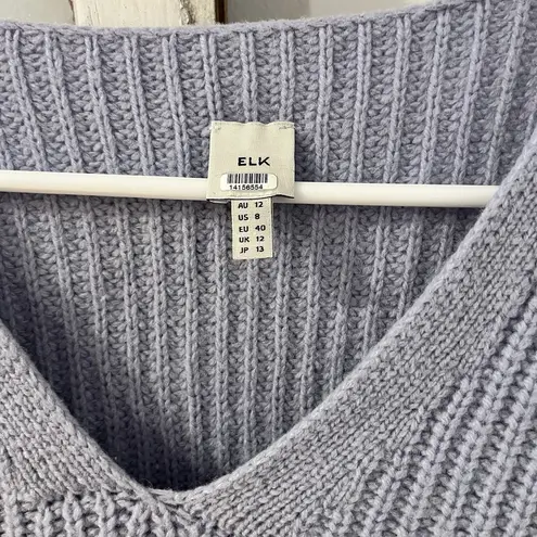 Elk Women's 8 Lambs Wool Lilac Purple Knit Crop Sweater V